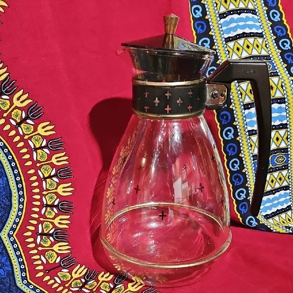 MCM Pyrex Silex Starlight Atomic Starburst Pattern Glass Coffee Carafe